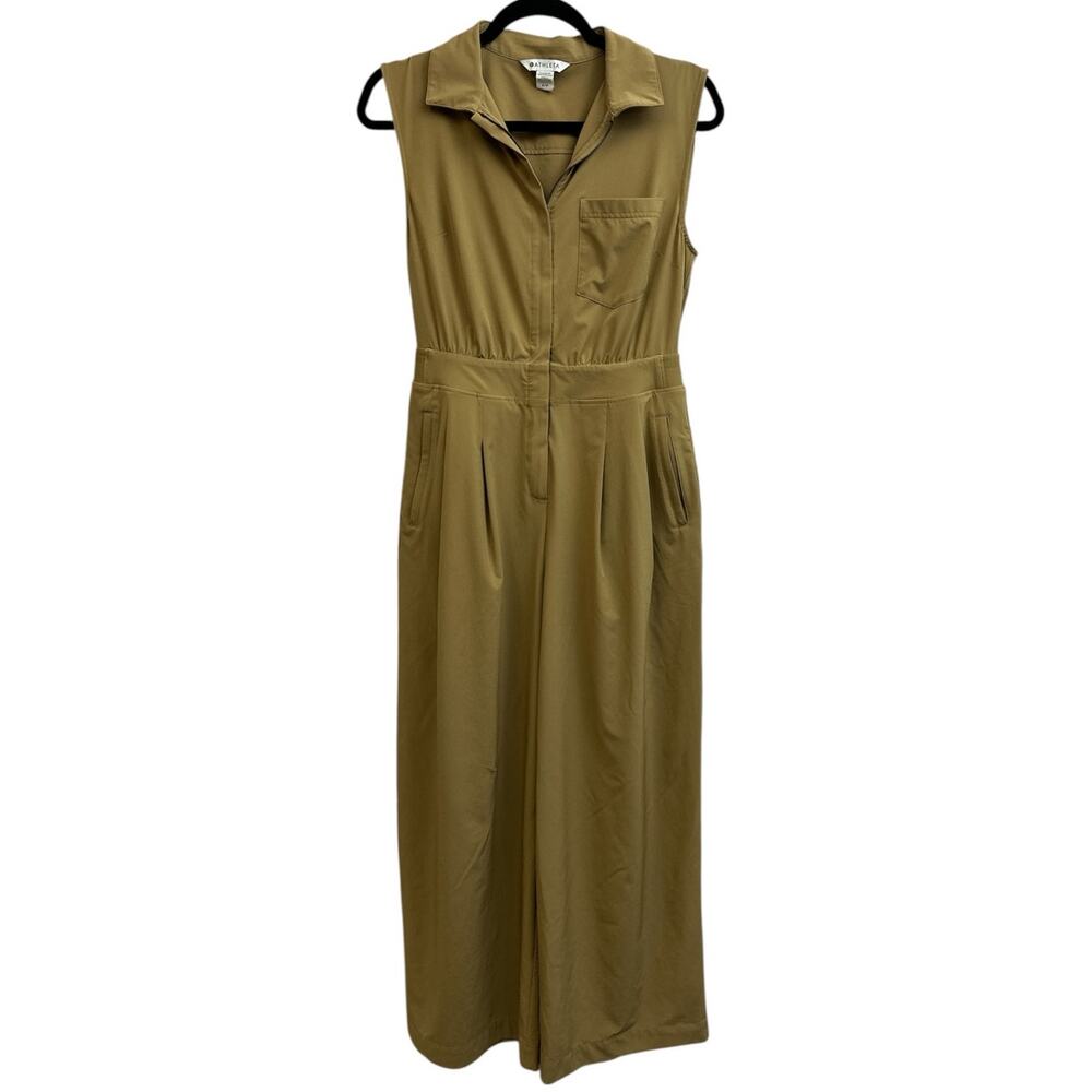 Athleta Brooklyn Heights Wide Leg Jumpsuit Tan Women's 6 *FLAW*
